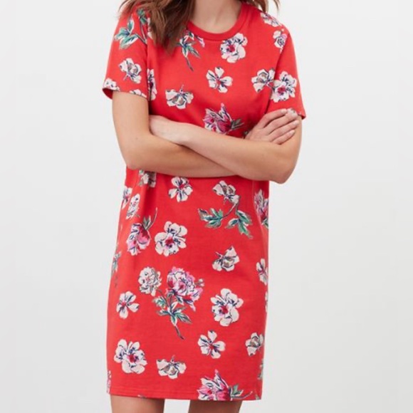 NWT Joules Red Floral Liberty Print A Line Jersey Dress | Size 6 - Picture 2 of 14